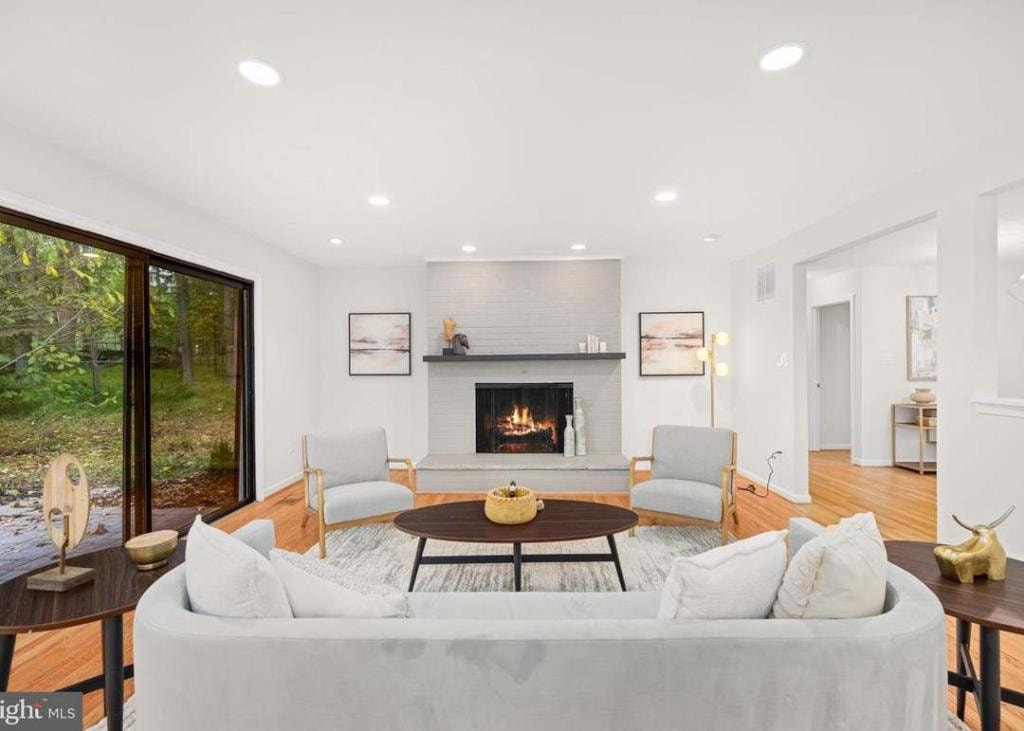 Living room with fireplace
