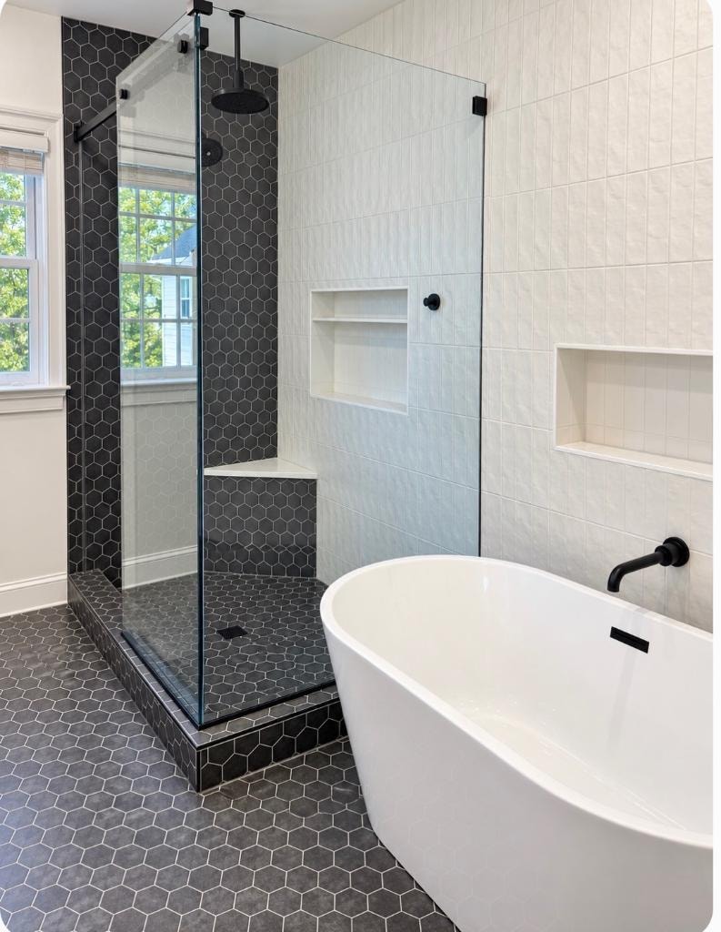 North Wakefield primary bathroom shower and tub